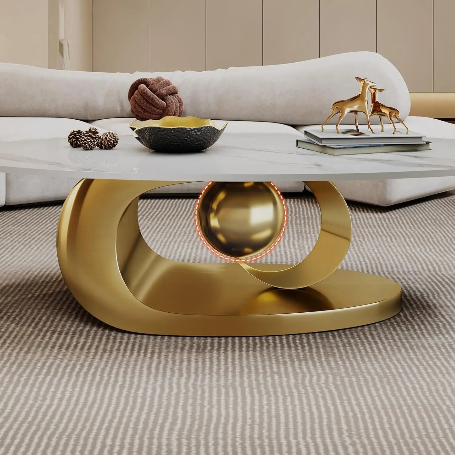 Modern Coffee Table With Silver Stainless Steel Pedestal