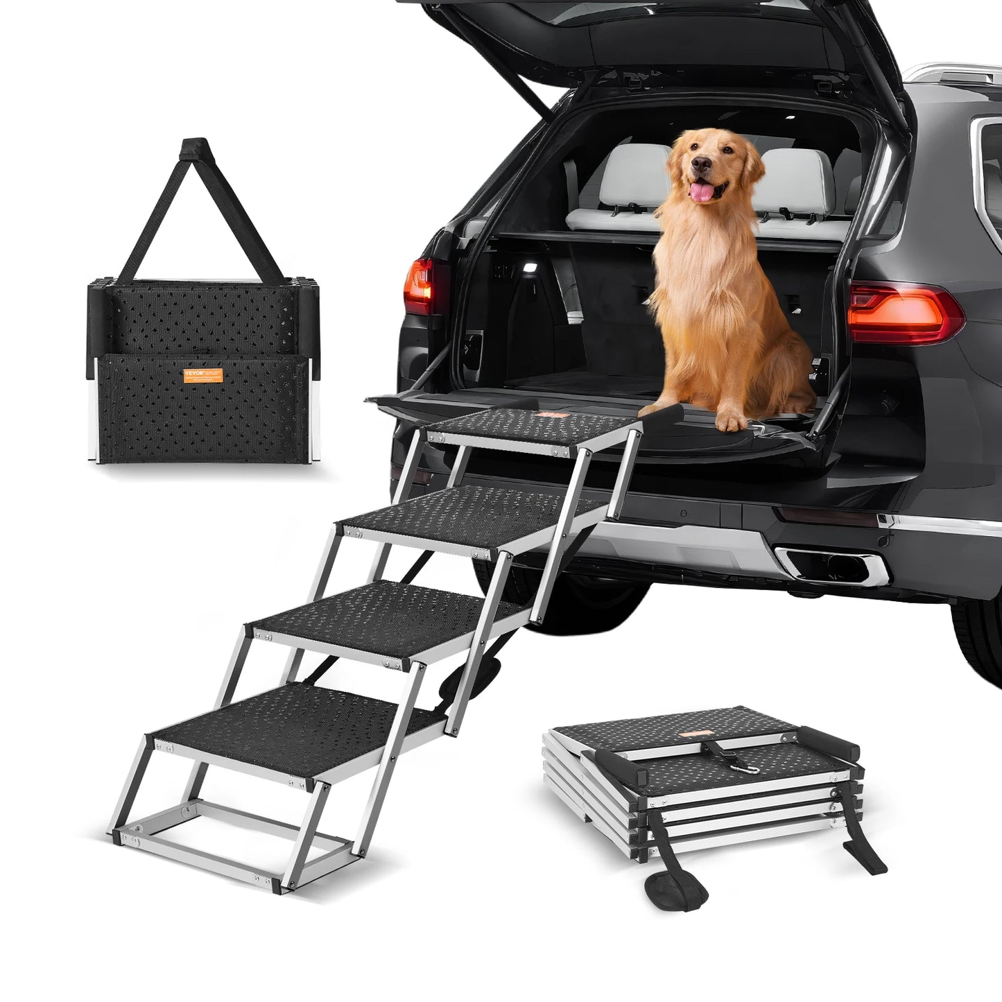 SucceBuy Folding Dog Car Steps Portable Pet Stairs For Cars