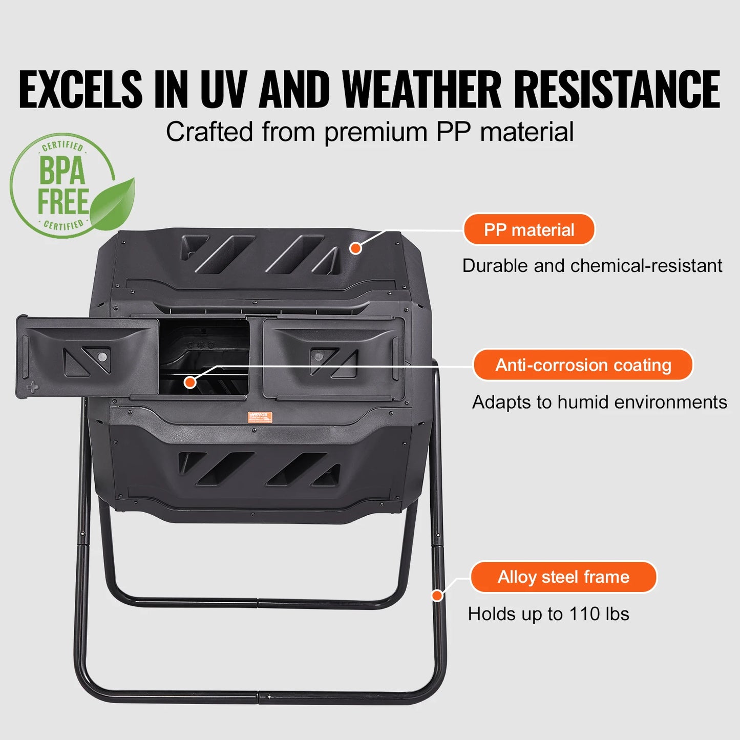 Tumbling Compost Bin Dual Chamber For Garden And Kitchen