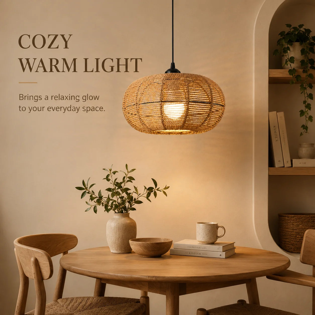 Joyinled Paper Rope Pendant Light With Adjustable Cord