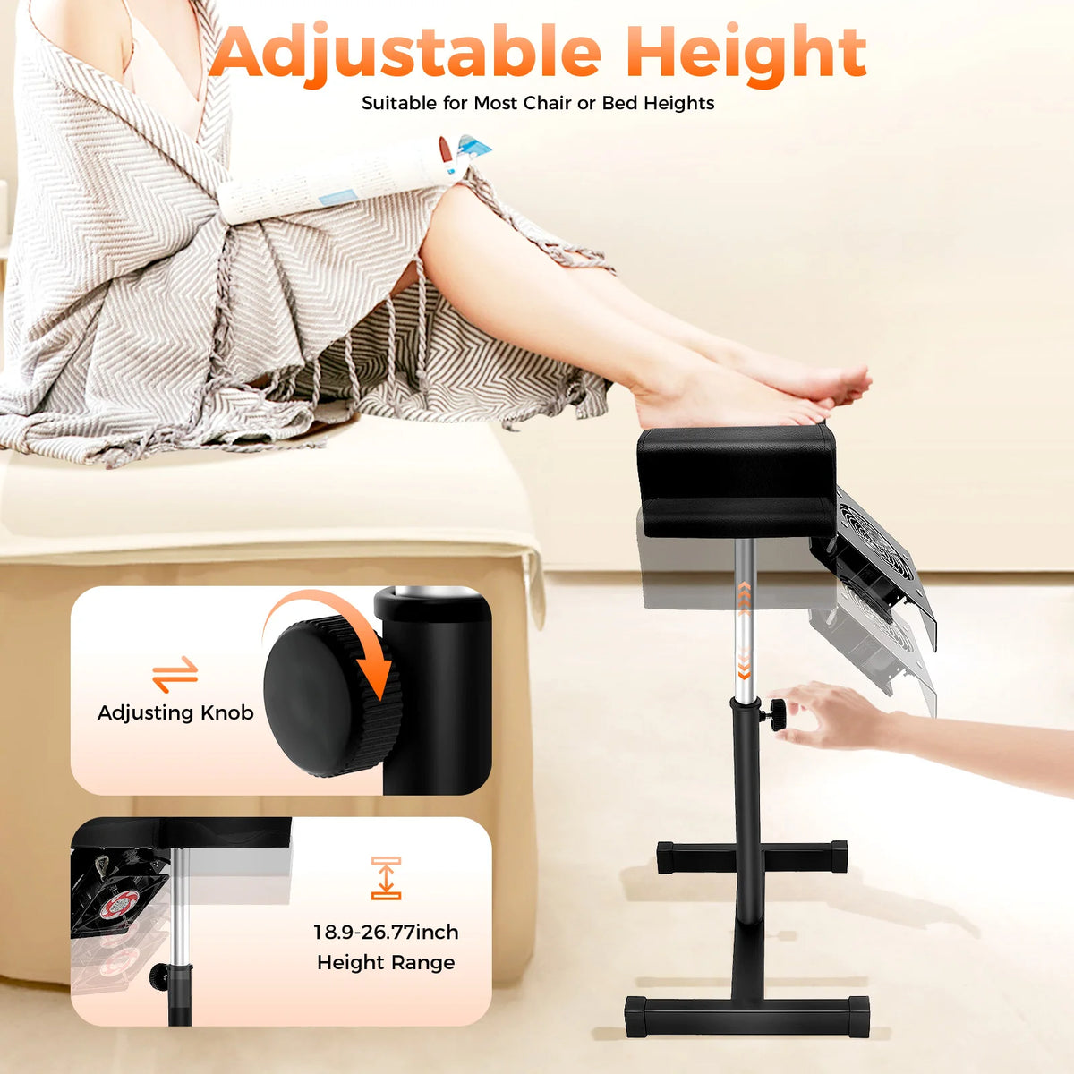 Bymaocar Height Adjustable Pedicure Stool With Dust Cleaning Fan